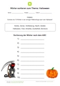 Arbeitsblatt: Wörter nach ABC ordnen (Halloween)
