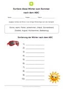 Wörter nach ABC ordnen (Sommer)