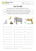 Arbeitsblatt: Wörter nach ABC ordnen (Tiere)