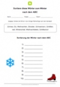 Arbeitsblatt: Wörter nach ABC ordnen (Winter)