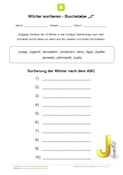 Wörter nach ABC sortieren - Buchstabe J