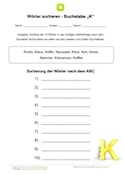 Arbeitsblatt: Wörter nach ABC sortieren - Buchstabe K