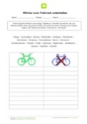 Wörter zum Fahrrad unterteilen Wörter zum Fahrrad unterteilen