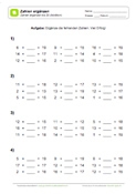 Arbeitsblatt: Zahlen ergänzen bis 20 (Addition)