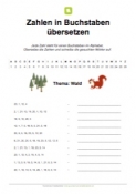Arbeitsblatt: Zahlen übersetzen: Wald