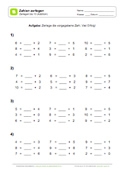 Arbeitsblatt: Zahlen zerlegen bis 10 (Addition)