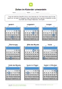 Arbeitsblatt: Zeiten im Kalender umwandeln