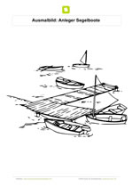 Ausmalbild Anleger Segelboote