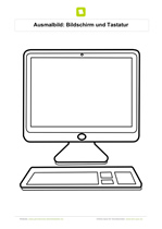 Ausmalbild Bildschirm und Tastatur