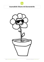 Ausmalbild Blume mit Sonnenbrille