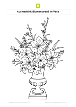 Ausmalbild Blumenstrauss in Vase