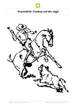 Ausmalbild Cowboy auf der Jagd