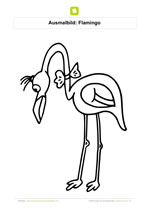 Ausmalbild Flamingo mit Schleife