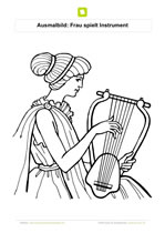 Ausmalbild Frau spielt Instrument
