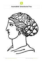 Ausmalbild Griechische Frau Hochsteckfrisur