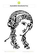Ausmalbild Griechische Frau lange Haare