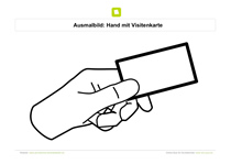 Ausmalbild Hand mit Visitenkarte