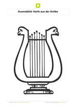 Ausmalbild Harfe aus der Antike