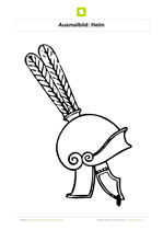 Ausmalbild Helm mit Federn