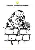 Ausmalbild Humpty Dumpty auf Mauer