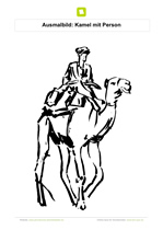 Ausmalbild Kamel mit Person