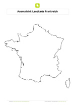 Ausmalbild Landkarte Frankreich