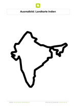 Ausmalbild Landkarte Indien