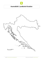 Ausmalbild Landkarte Kroatien