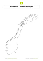 Ausmalbild Landkarte Norwegen