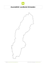 Ausmalbild Landkarte Schweden
