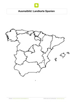 Ausmalbild Landkarte Spanien