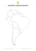 Ausmalbild Landkarte Südamerika