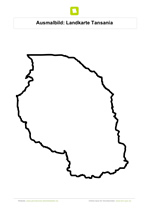 Ausmalbild Landkarte Tansania