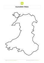 Ausmalbild Landkarte Wales