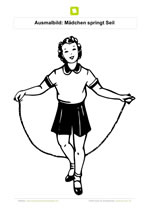 Ausmalbild Mädchen springt Seil