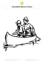 Ausmalbild Männer im Kanu