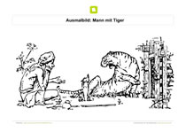 Ausmalbild Mann mit Tiger