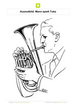 Ausmalbild Mann spielt Tuba