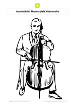Ausmalbild Mann spielt Violoncello