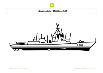 Ausmalbild Militärschiff