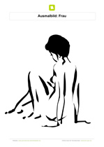 Ausmalbild Nackte Frau sitzt