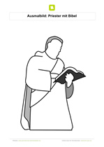 Ausmalbild Priester mit Bibel
