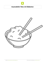 Ausmalbild Reis mit Stäbchen