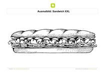 Ausmalbild Sandwich XXL