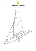Ausmalbild Segelboot mit zwei Segeln