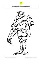 Ausmalbild Soldat Rettung