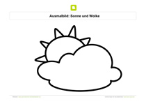 Ausmalbild Sonne und Wolke