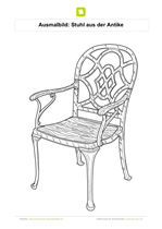 Ausmalbild Stuhl aus der Antike