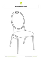 Ausmalbild Stuhl mit runder Lehne