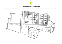 Ausmalbild Transporter mit Gartengeräten